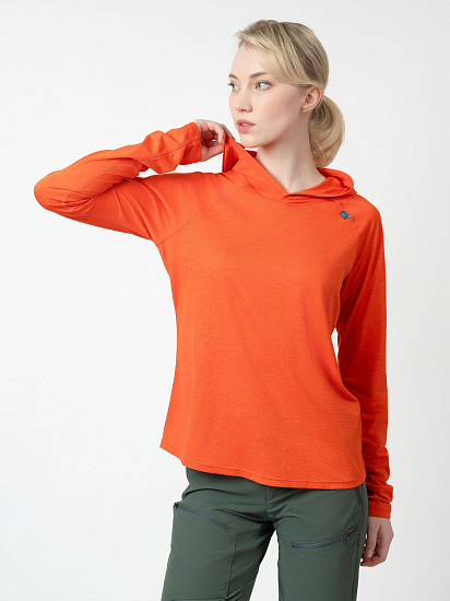 Лонгслив женский Mountain Equipment Glace Hooded Mandarin Red - Фото 2 большая