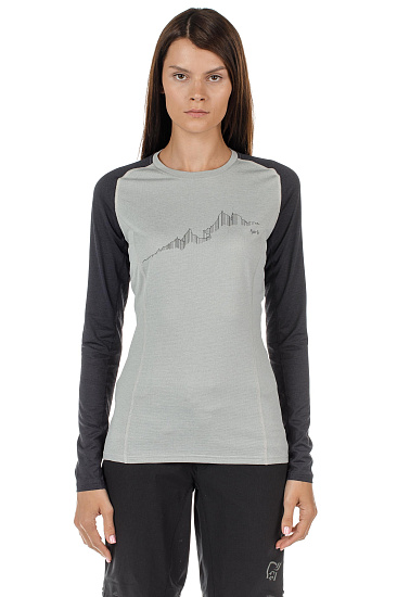 Футболка женская Norrona Fjora Equaliser Lightweight Ls Caviar/Drizzle - Фото 2 большая