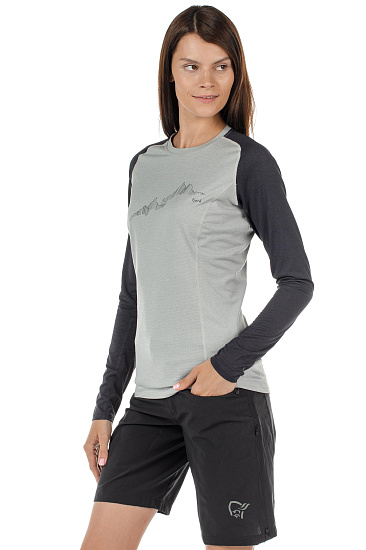 Футболка женская Norrona Fjora Equaliser Lightweight Ls Caviar/Drizzle - Фото 3 большая