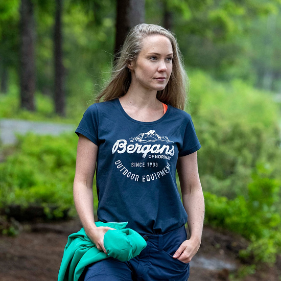 Футболка женская Bergans Classic Tee Dark Navy/White - Фото 5 большая