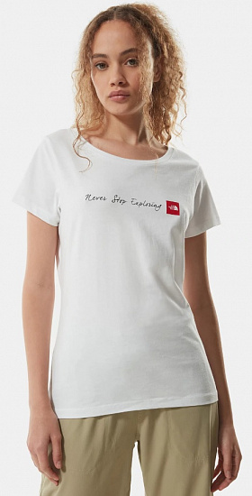 Футболка женская The North Face S/S Never stop exploring Tee TNF White/TNF Red - Фото 3 большая