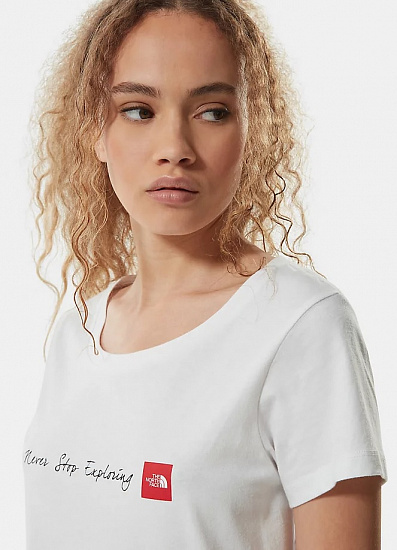 Футболка женская The North Face S/S Never stop exploring Tee TNF White/TNF Red - Фото 4 большая