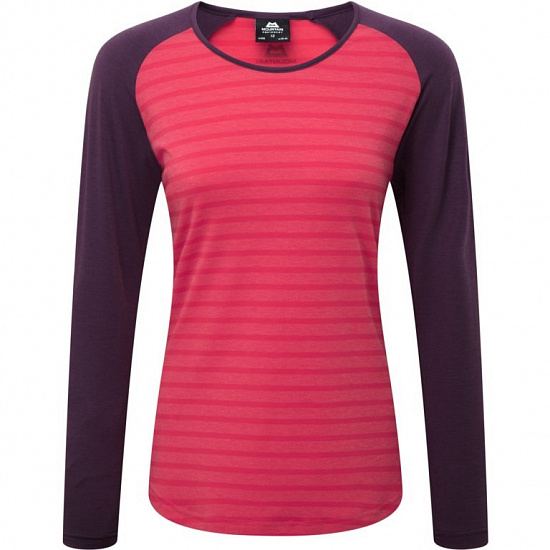 Футболка женская Mountain Equipment Redline LS V Pink str/Blackberry - Фото 1 большая