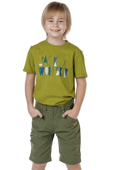 Футболка детская Jack Wolfskin Brand T Green Tea - Фото 3 большая