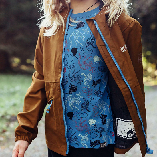 Футболка детская Jack Wolfskin Walhalla Hills Sky Blue Allover - Фото 3 большая