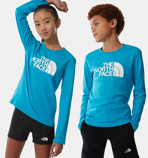 Футболка детская The North Face LS Easy Tee Meridian Blue - Фото 3 большая
