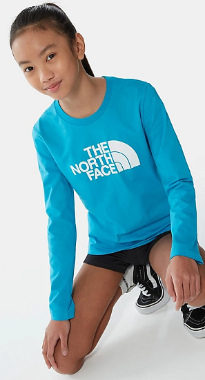 Футболка детская The North Face LS Easy Tee Meridian Blue - Фото 7 большая
