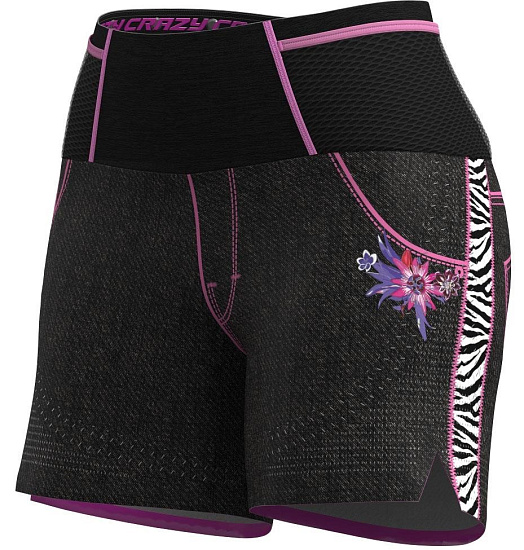 Шорты женские Crazy Idea Lightning Black/Zebra - Фото 2 большая