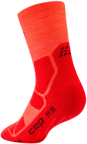 Носки женские CEP C056W Hiking Mid Cushion Mid Cut Neon Coral/Red - Фото 2 большая