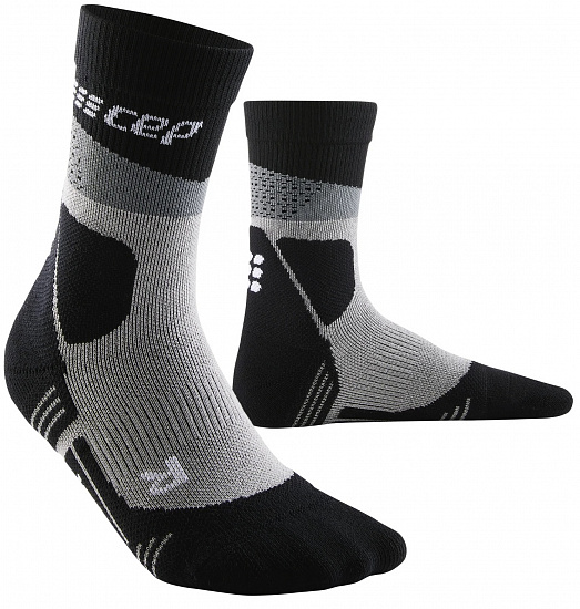 Носки мужские CEP C073M Max Cushion Compression Hiking Mid Cut Grey/Black - Фото 1 большая