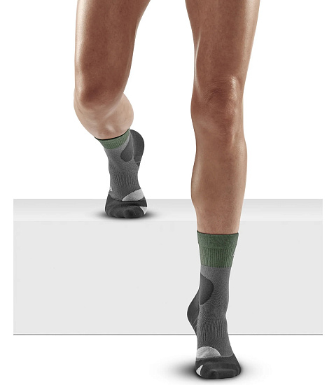 Носки женские CEP C053W Hiking Merino Compression Mid Cut Green/Light Grey - Фото 3 большая