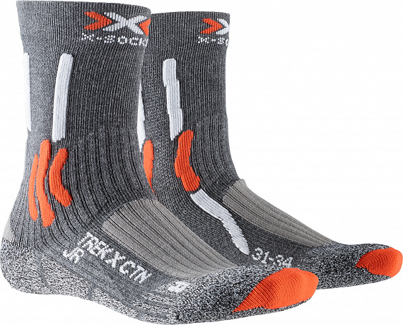 Носки детские X-Socks Trek X Cotton Stone Grey Melange/X-Orange - Фото 1 большая