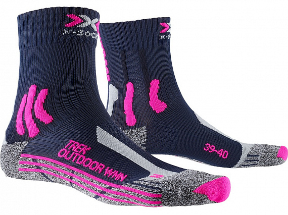 Носки женские X-Socks Trek Outdoor Midnight Blue/Pink/Lt Grey Melange - Фото 1 большая