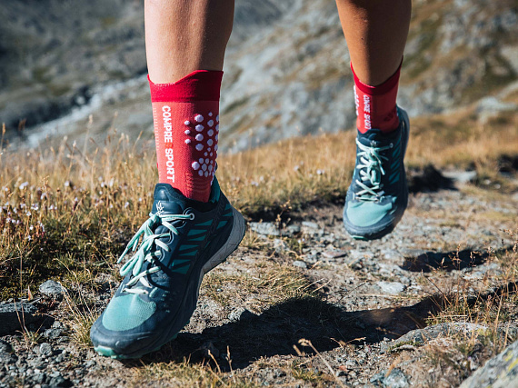 Носки Compressport V3 Trail Гранатовая Роза - Фото 2 большая
