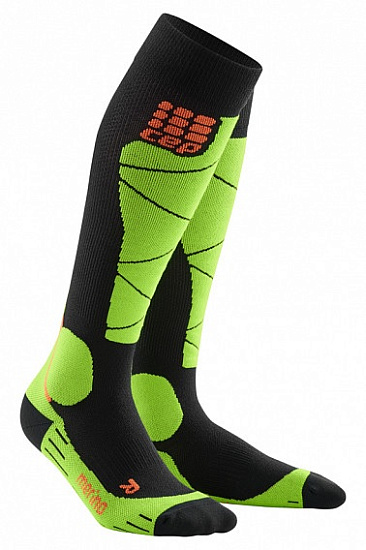 Компрессионные гольфы мужские CEP для горнолыжного спорта C24M  Черный/Лайм - Фото 1 большая