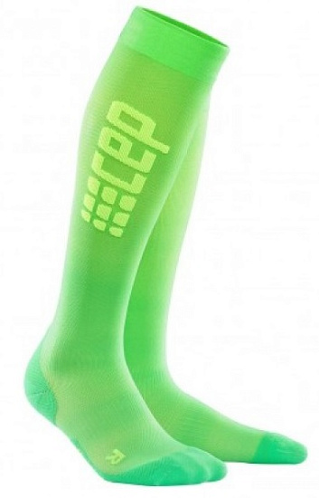 Компрессионные гольфы женские CEP C1UW для бега ультратонкие Ядовито-Зеленый - Фото 1 большая