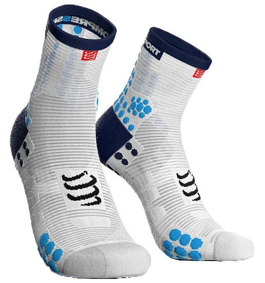 Носки Compressport Racing V3.0 Run High White/Blue - Фото 1 большая