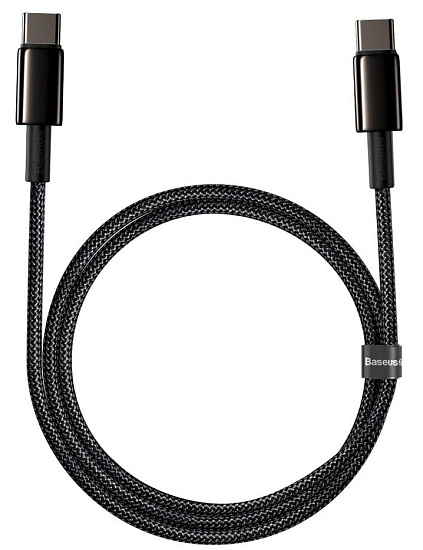 Кабель Baseus Tungsten Gold CATWJ-01 Type-C-Type-C 1m Black - Фото 2 большая
