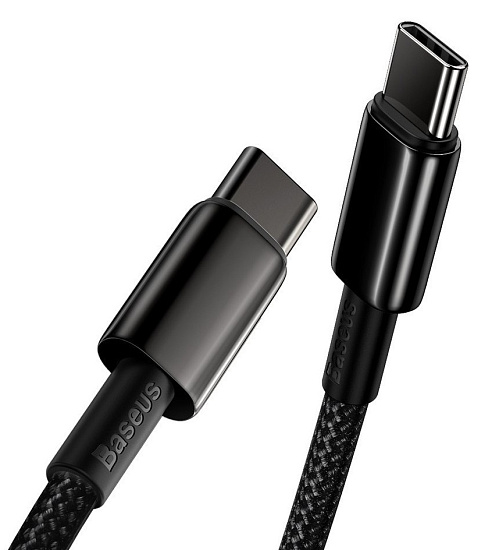 Кабель Baseus Tungsten Gold CATWJ-01 Type-C-Type-C 1m Black - Фото 4 большая