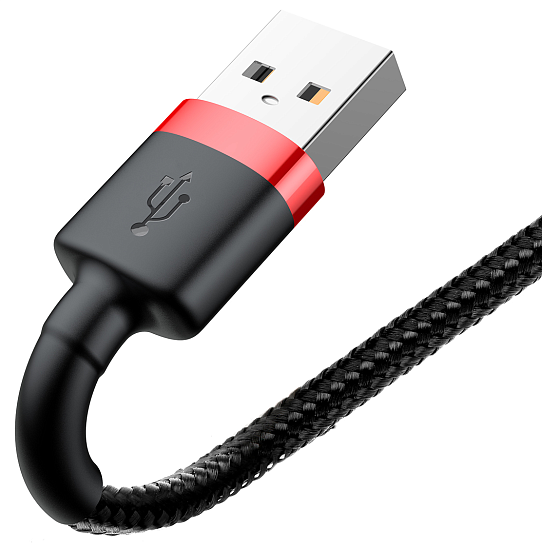 Кабель Baseus Cafule CALKLF-B19 USB for lightning 2.4A 1m Red+Black - Фото 5 большая