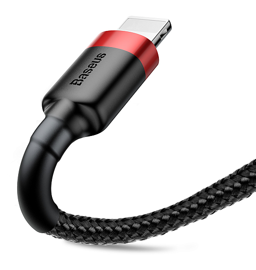Кабель Baseus Cafule CALKLF-B19 USB for lightning 2.4A 1m Red+Black - Фото 6 большая