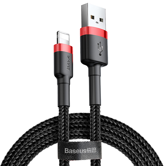 Кабель Baseus Cafule CALKLF-B19 USB for lightning 2.4A 1m Red+Black - Фото 8 большая