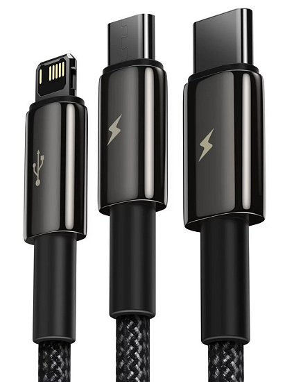 Разветвитель Baseus Tungsten Gold 3в1 CAMLTWJ-01 1.5m - Фото 3 большая