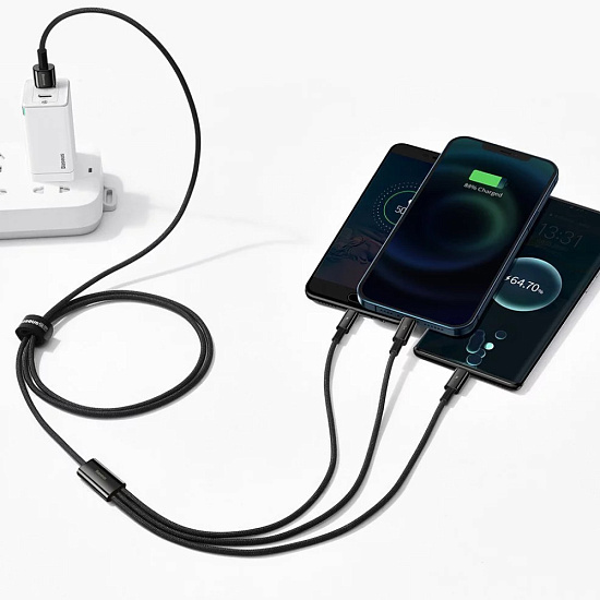 Разветвитель Baseus Tungsten Gold 3в1 CAMLTWJ-01 1.5m - Фото 6 большая