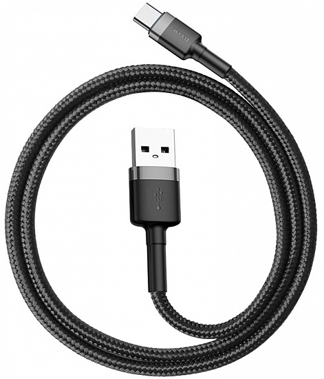 Кабель Baseus CATKLF-AG1 Cafule USB for Type-C 0,5м Gray/Black - Фото 2 большая