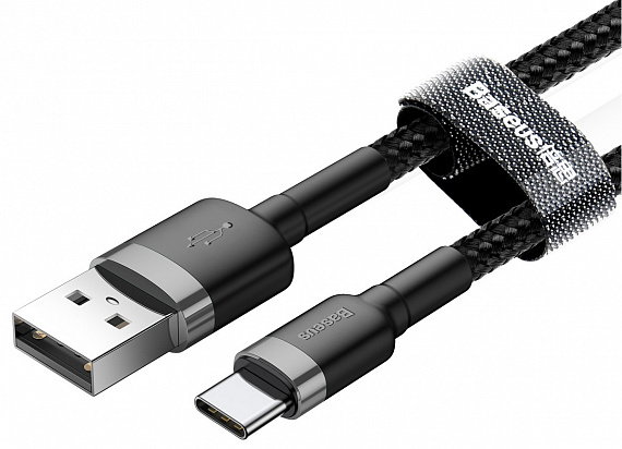 Кабель Baseus CATKLF-UG1 Cafule USB for Type-C 3м Black/Grey - Фото 3 большая