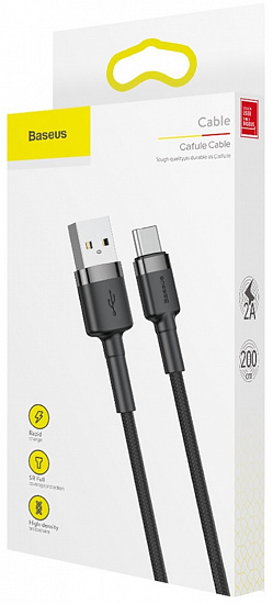 Кабель Baseus CATKLF-UG1 Cafule USB for Type-C 3м Black/Grey - Фото 8 большая