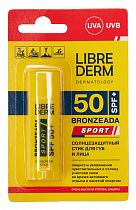 Солнцезащитный стик Librederm Bronzeada Sport для губ и лица SPF 50+