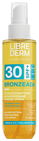 Солнцезащитный спрей Librederm Bronzeada увлажняющий двухфазный флюид SPF30 150мл - Фото 1 большая