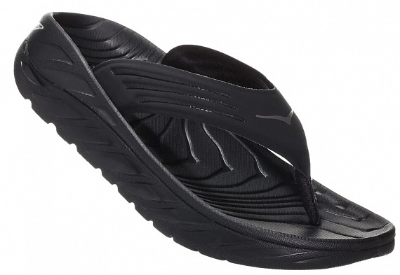 Сандалии мужские Hoka Ora Recovery Flip Black/Dark Gull Gray - Фото 1 большая