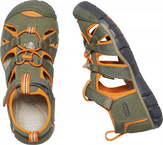 Сандалии детские Keen Seacamp II Cnx Dusty Olive/Russet Orange - Фото 4 большая
