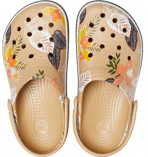 Сандалии Crocs Crocband Botanical Print Clog Tan/White - Фото 4 большая