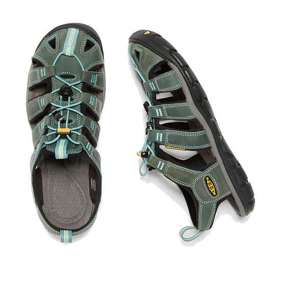 Сандалии женские Keen Clearwater CNX Leather Mineral Blue/Yellow - Фото 2 большая
