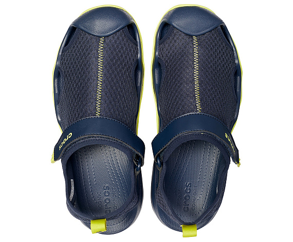 Сандалии мужские Crocs Swiftwater Mesh Deck Sandal Navy/Citrus - Фото 4 большая