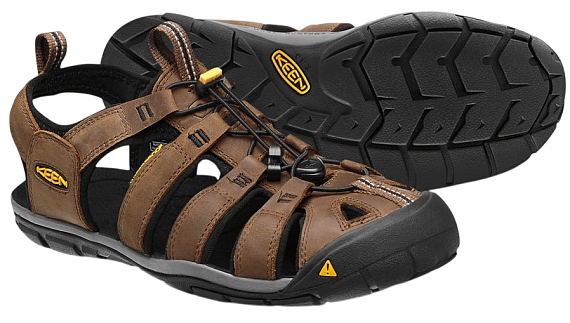 Сандалии мужские Keen Clearwater CNX Leather Dark Earth/Black - Фото 3 большая