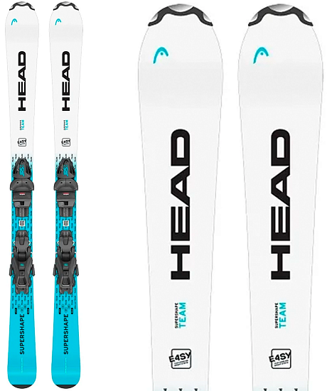 Горные лыжи детские Head Supershape Team Easy JRS (67-117)+JRS 4.5 GW CA BR 80 [I] White/Speedblue - Фото 1 большая