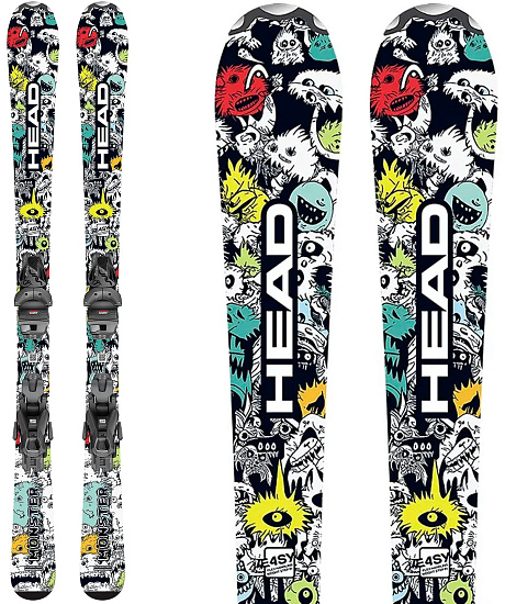 Горные лыжи детские Head Monster Easy JRS (67-117) с крепл. JRS 4.5 GW CA Brake 80 [I] White/Black - Фото 1 большая