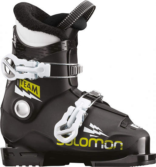 Горнолыжные ботинки детские Salomon Team T2 Black/Acid Green/Wh - Фото 1 большая