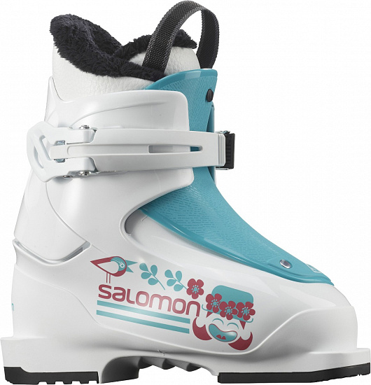 Горнолыжные ботинки детские Salomon T1 Girly White/Scuba Blue - Фото 1 большая