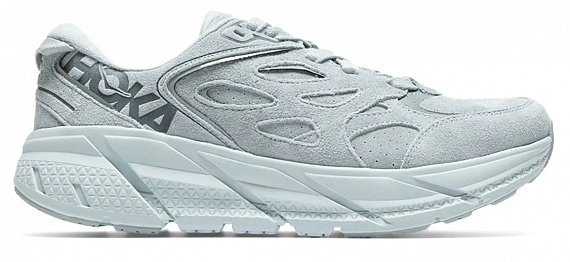 Кроссовки Hoka Clifton L Suede Grey Mist/Misty Blue - Фото 1 большая