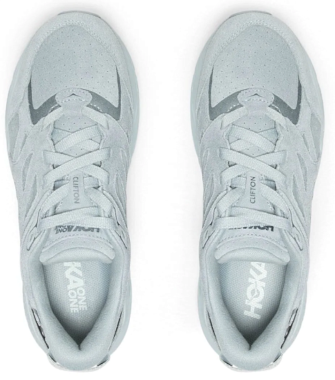 Кроссовки Hoka Clifton L Suede Grey Mist/Misty Blue - Фото 3 большая