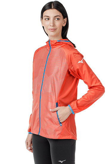Куртка женская Mizuno Printed Hoody Корал - Фото 4 большая