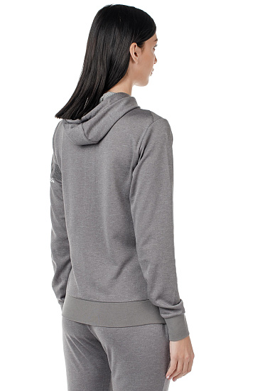 Куртка женская Mizuno Heritage Zip Hoody Сер.Меланж - Фото 3 большая