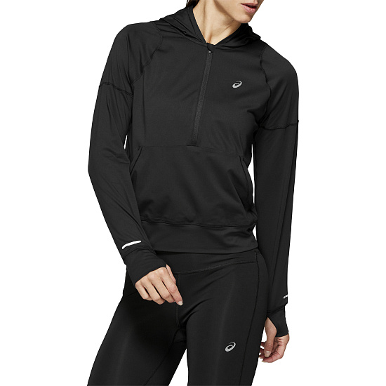 Куртка женская ASICS Thermopolis 1/2 Zip Ls Hoodie Performance Black - Фото 3 большая