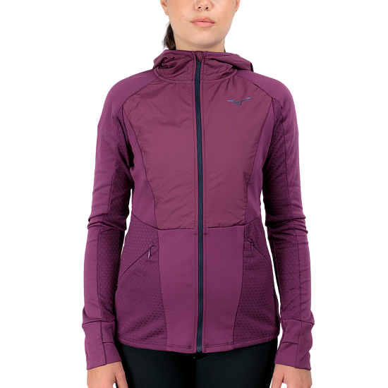 Куртка женская Mizuno Active Warm Hybrid Fz Dark Purple - Фото 3 большая