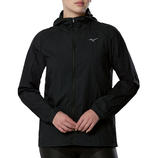 Куртка женская Mizuno Tech Light Hooded Black - Фото 3 большая